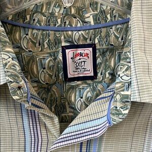 J. Garcia Men's Abstract Pattern Shirt - Green and Blue